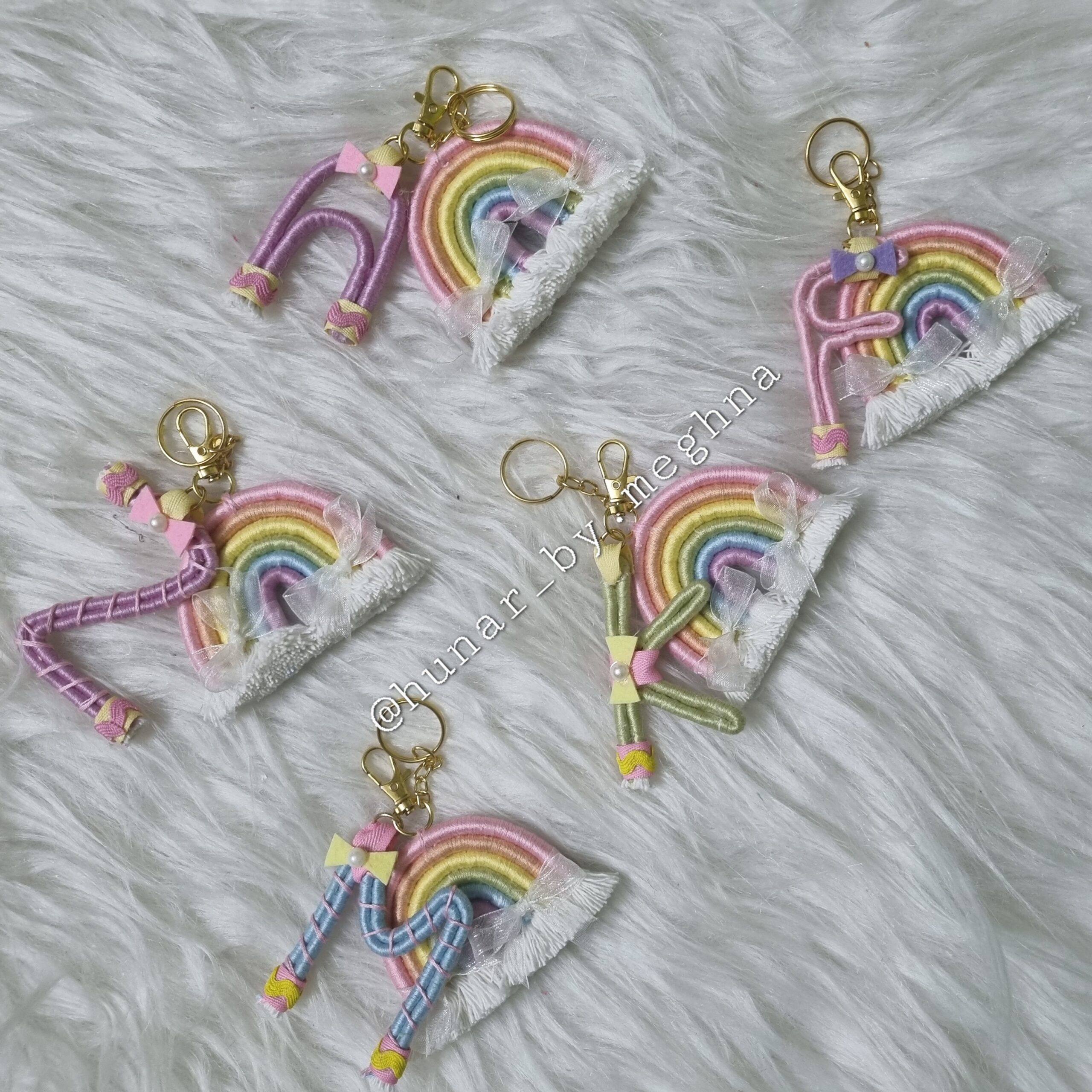 Name Keychain Rainbow Personalized Rainbow Initial Keychain - Hunar By Meghna