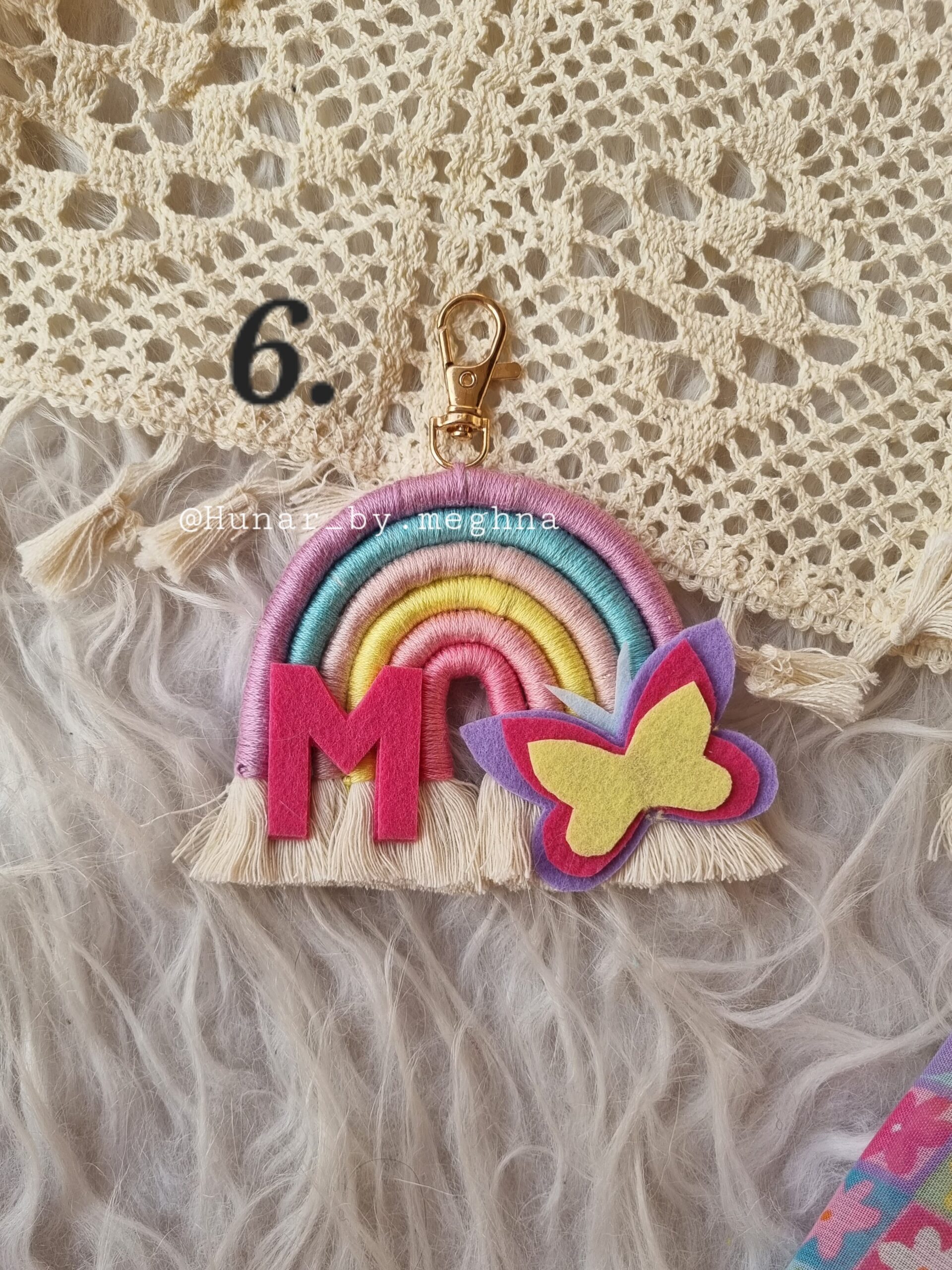 Name Keychain Rainbow Initial Element Rainbow Keychain – Hunar By Meghna