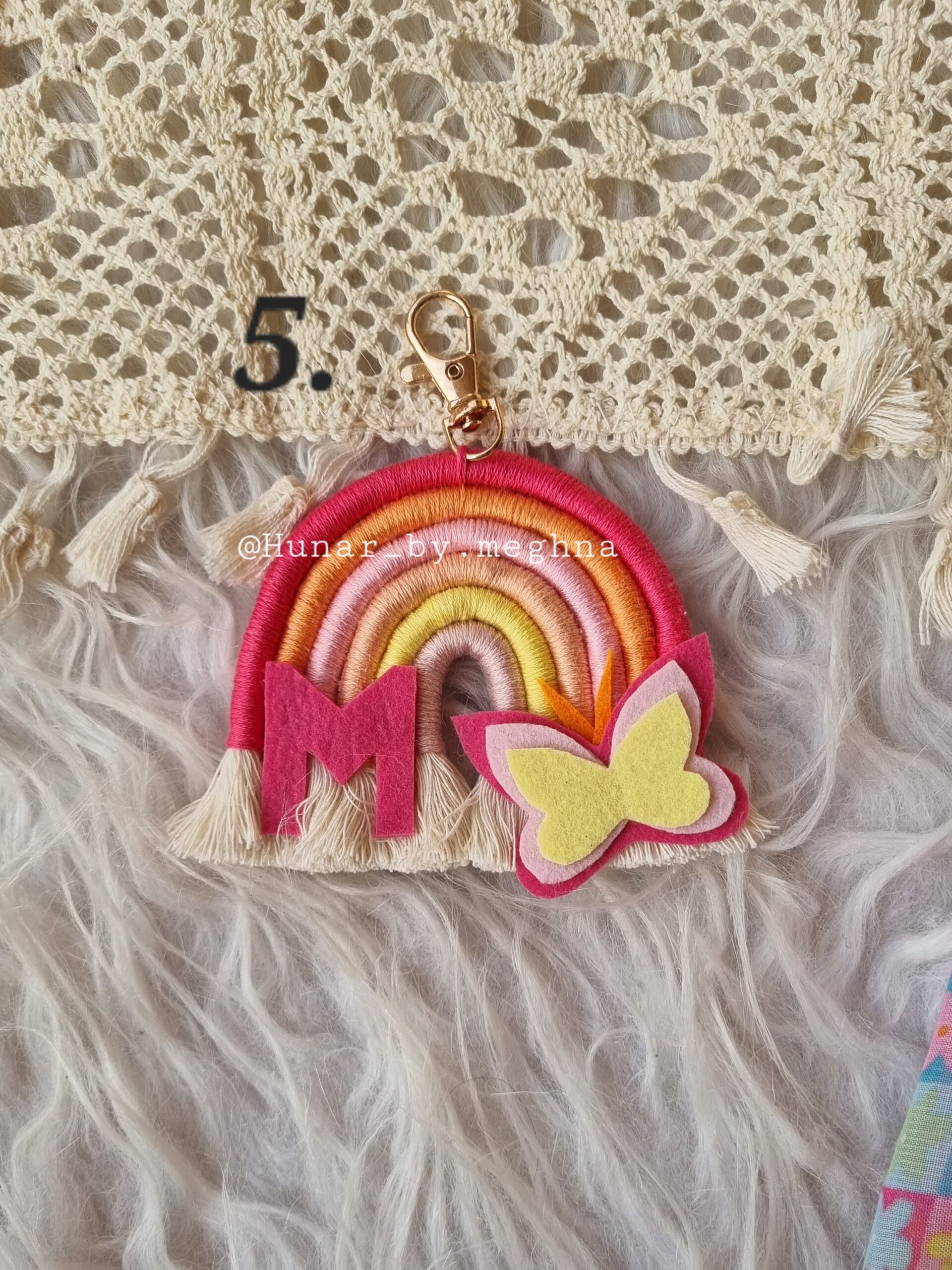 Name Keychain Rainbow Initial Element Rainbow Keychain – Hunar By Meghna