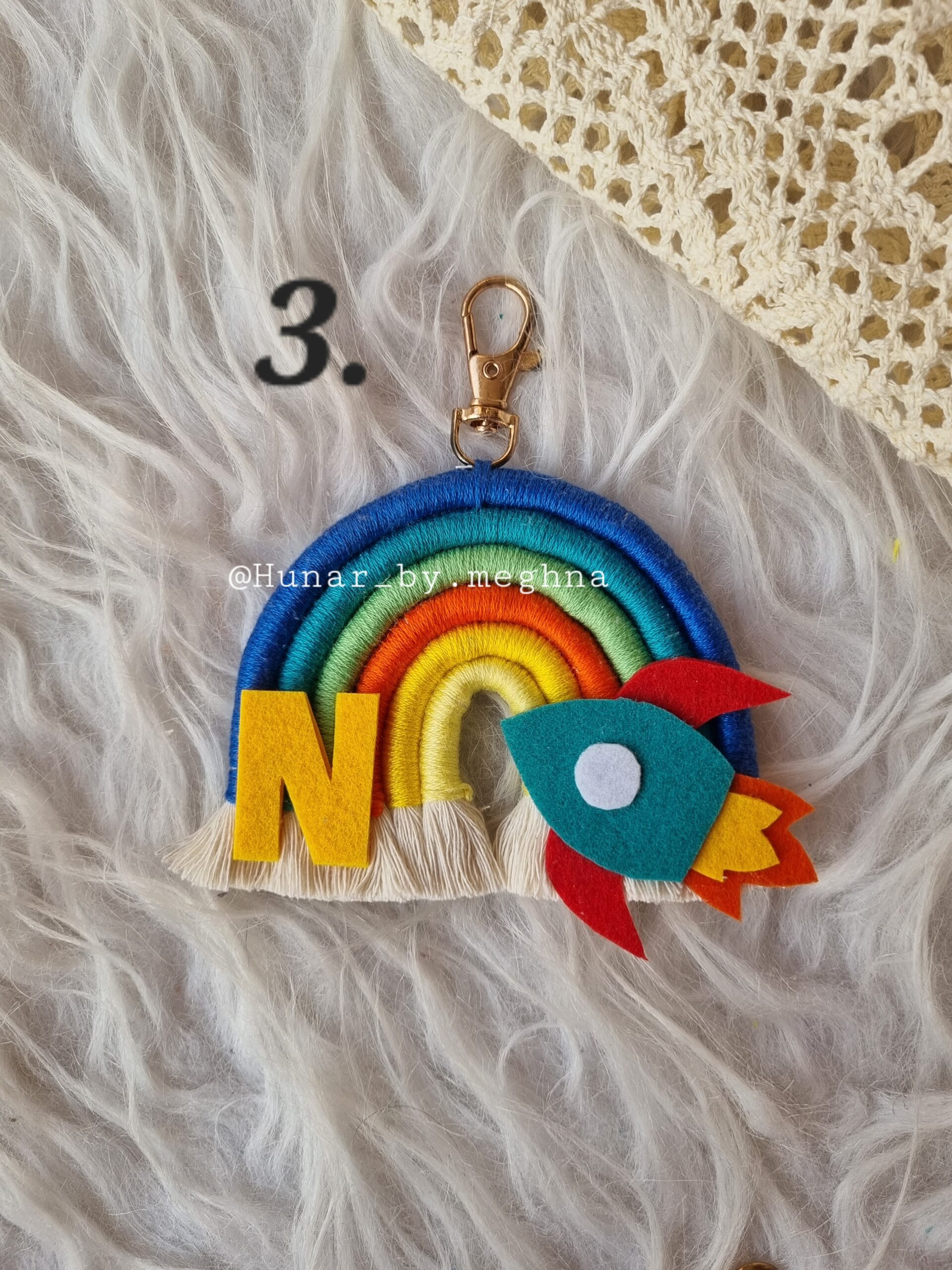 Name Keychain Rainbow Initial Element Rainbow Keychain – Hunar By Meghna
