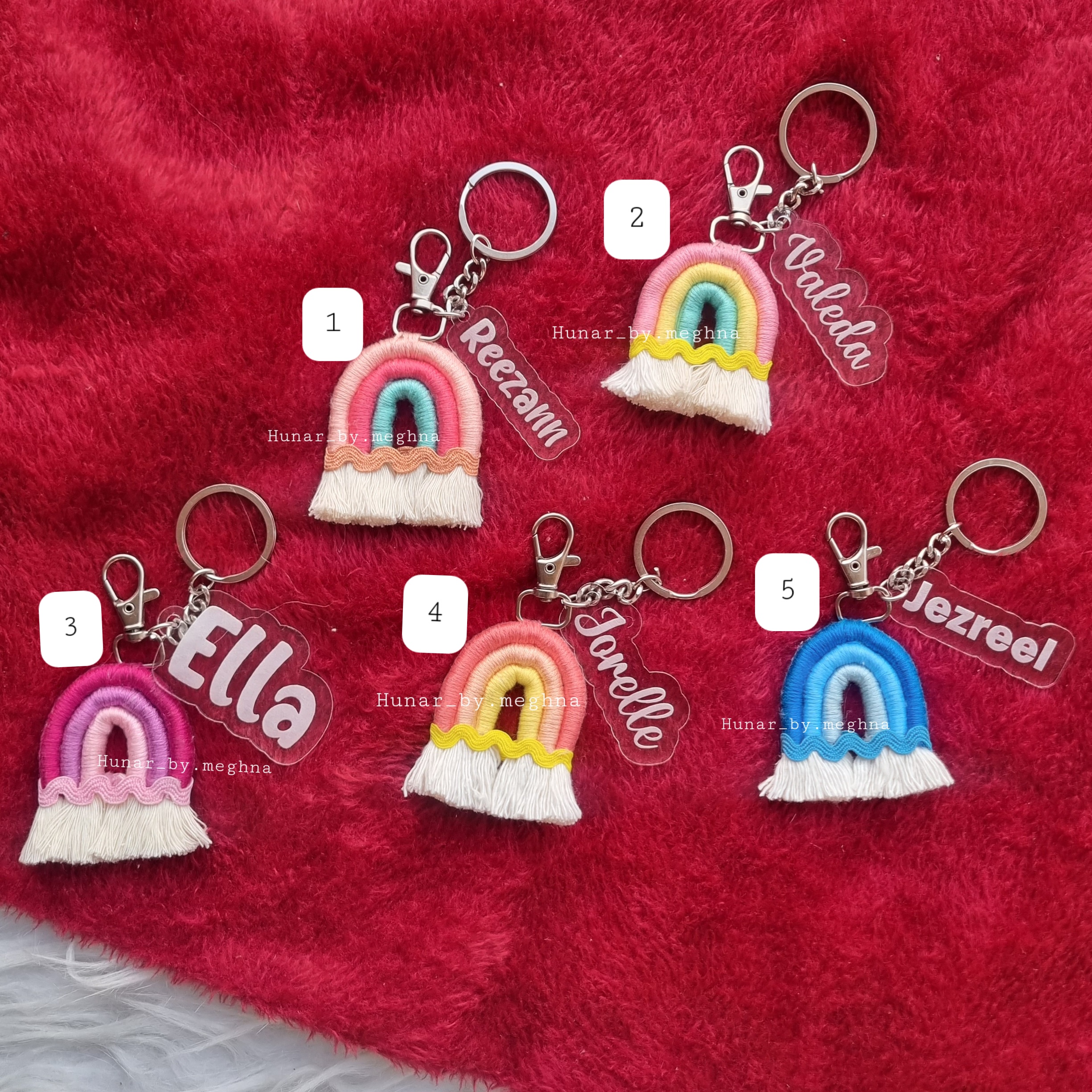 Name Keychain Rainbow Name tag Rainbow keychains – Hunar By Meghna
